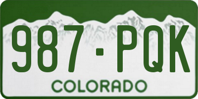 CO license plate 987PQK