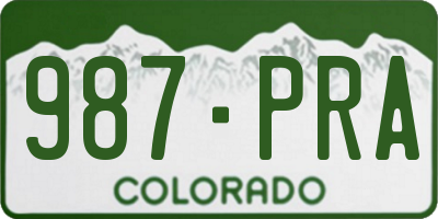 CO license plate 987PRA