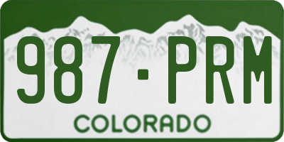 CO license plate 987PRM