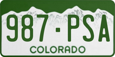 CO license plate 987PSA