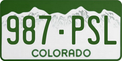 CO license plate 987PSL