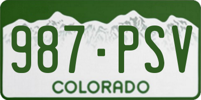CO license plate 987PSV