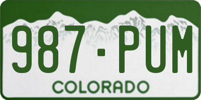 CO license plate 987PUM