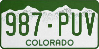 CO license plate 987PUV