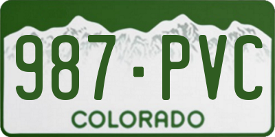 CO license plate 987PVC