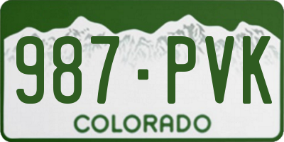 CO license plate 987PVK