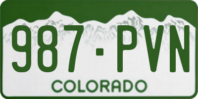 CO license plate 987PVN