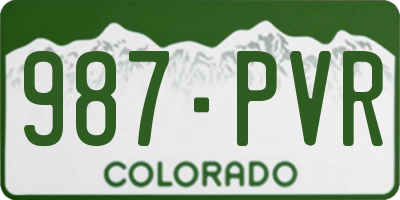 CO license plate 987PVR
