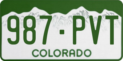 CO license plate 987PVT