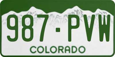CO license plate 987PVW