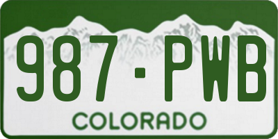 CO license plate 987PWB