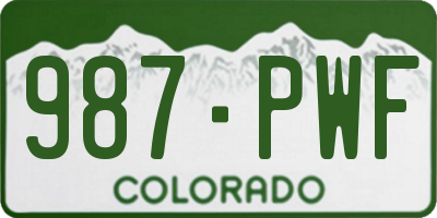 CO license plate 987PWF
