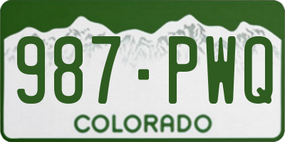 CO license plate 987PWQ
