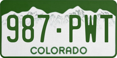 CO license plate 987PWT