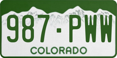 CO license plate 987PWW