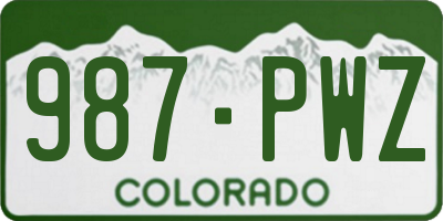 CO license plate 987PWZ