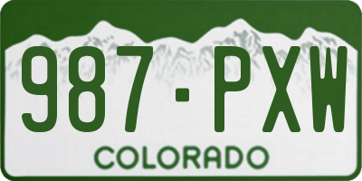 CO license plate 987PXW