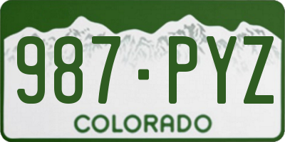 CO license plate 987PYZ