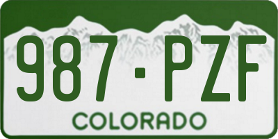CO license plate 987PZF