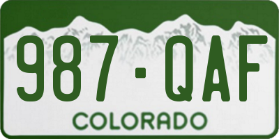 CO license plate 987QAF