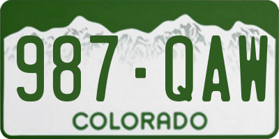 CO license plate 987QAW