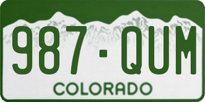 CO license plate 987QUM
