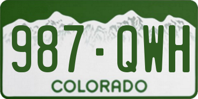 CO license plate 987QWH