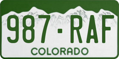 CO license plate 987RAF