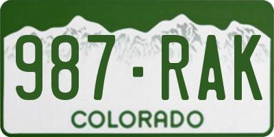 CO license plate 987RAK