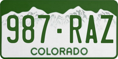CO license plate 987RAZ