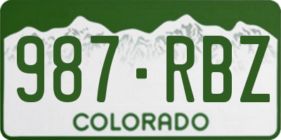 CO license plate 987RBZ