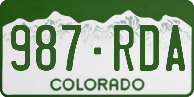 CO license plate 987RDA