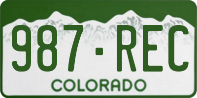 CO license plate 987REC