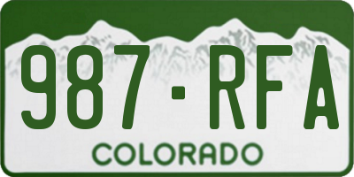 CO license plate 987RFA