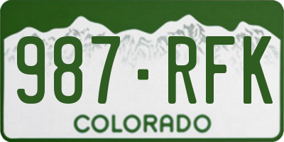 CO license plate 987RFK