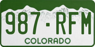 CO license plate 987RFM