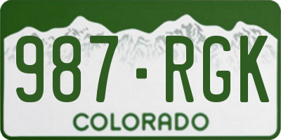 CO license plate 987RGK
