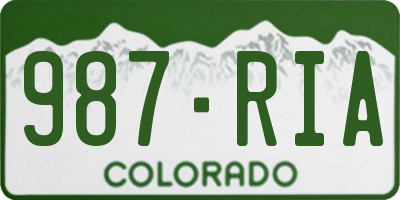 CO license plate 987RIA