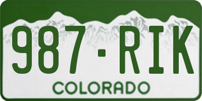 CO license plate 987RIK