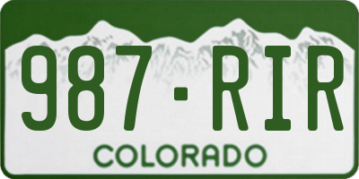 CO license plate 987RIR