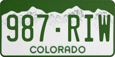 CO license plate 987RIW