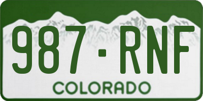 CO license plate 987RNF