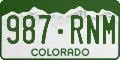 CO license plate 987RNM