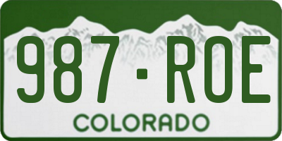 CO license plate 987ROE