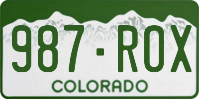 CO license plate 987ROX