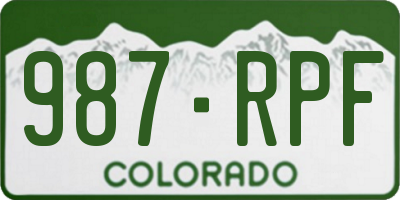 CO license plate 987RPF