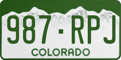 CO license plate 987RPJ
