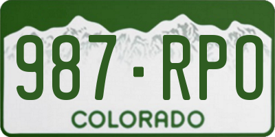 CO license plate 987RPO