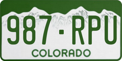 CO license plate 987RPU