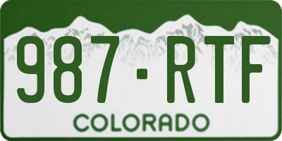 CO license plate 987RTF